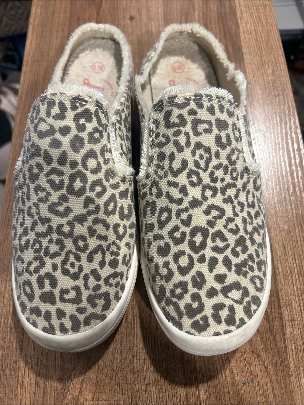Jellypop Women's Leopard Print Slip-On Flats in Beige and Gray